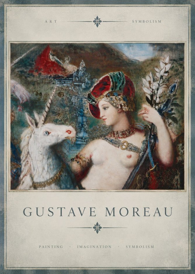 Gustave Moreau The Unicorns I No3 - Plakát