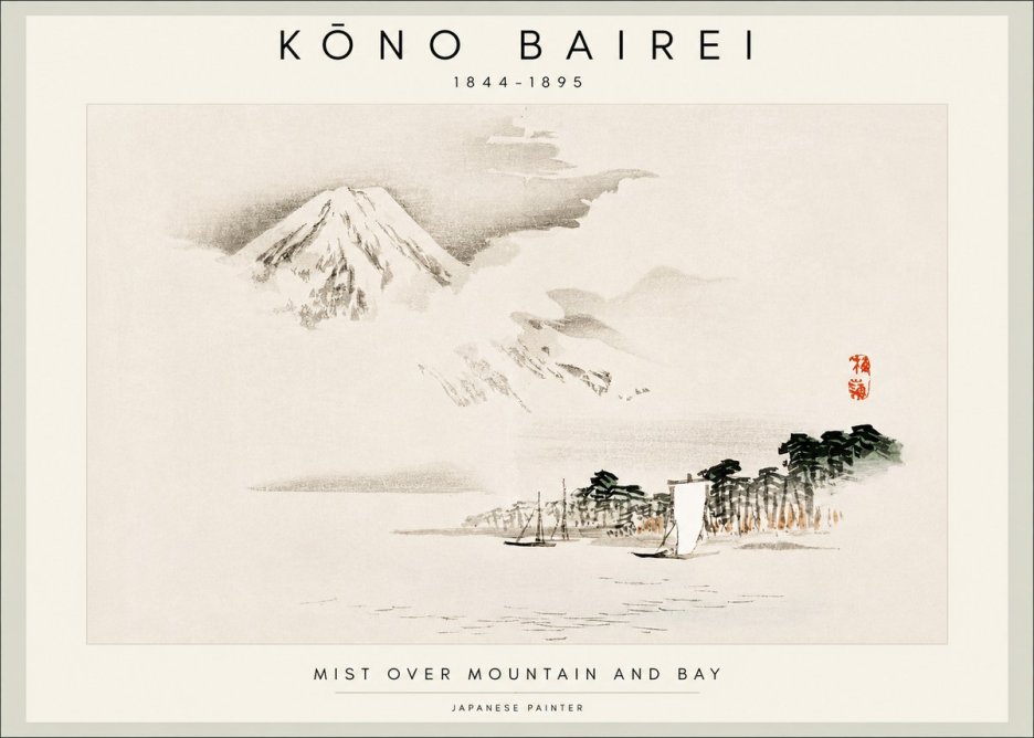Kōno Bairei Mount Fuji with Boats No2 - Plakát