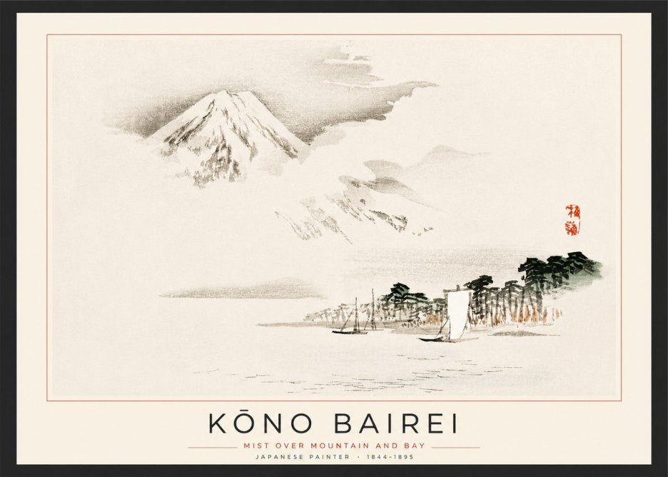 Kōno Bairei Mount Fuji with Boats No3 - Plakát