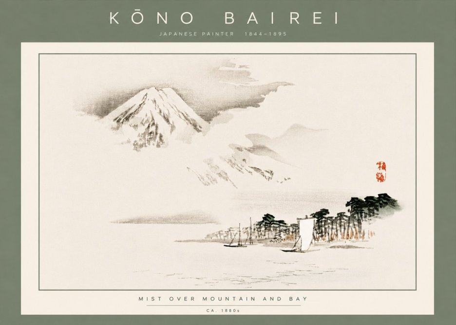 Kōno Bairei Mount Fuji with Boats No5 - Plakát