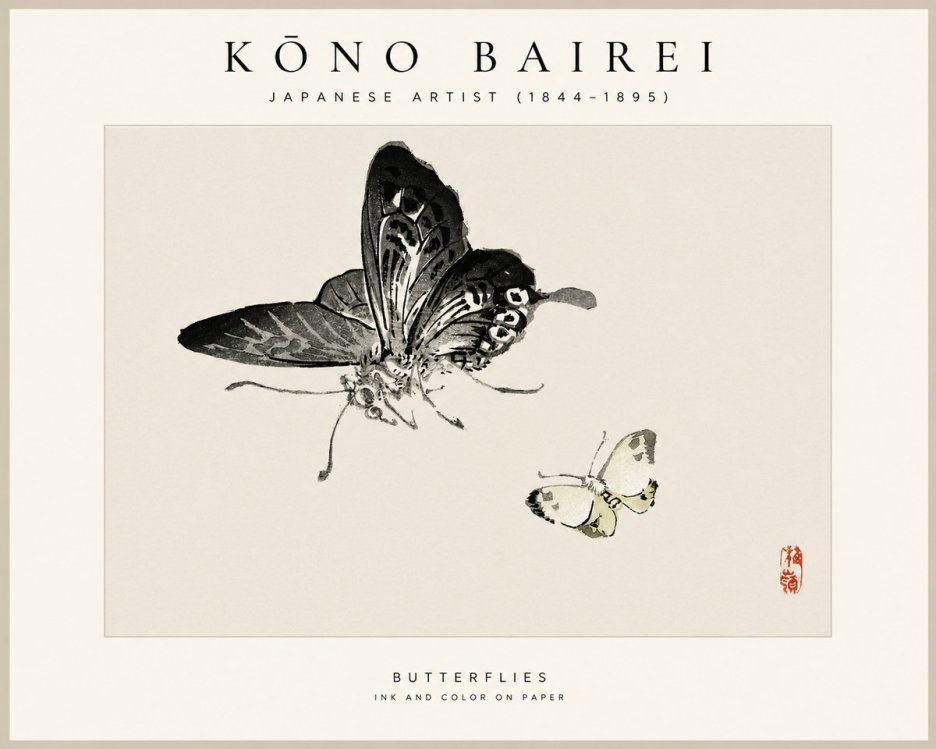 Kōno Bairei Butterflies No1 - Plakát