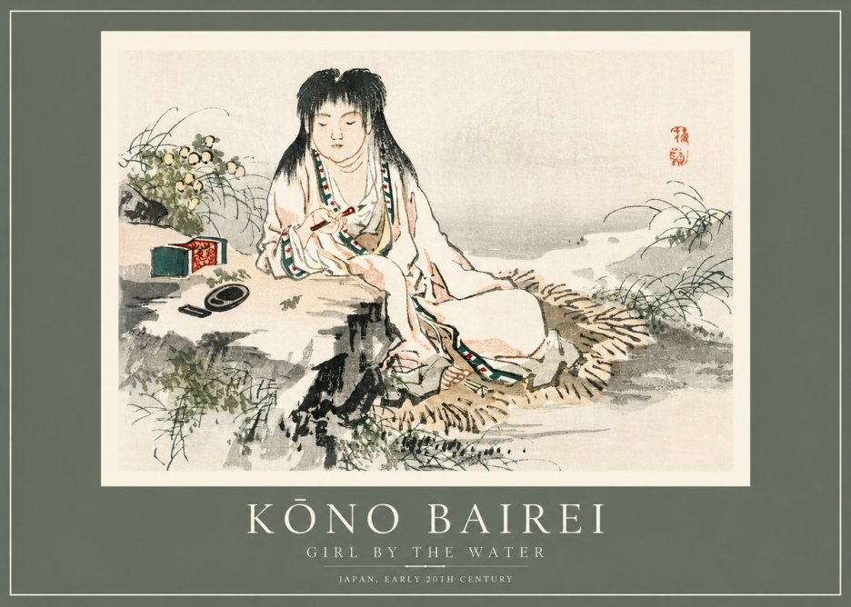 Kōno Bairei Girl by the Water No2 - Plakát