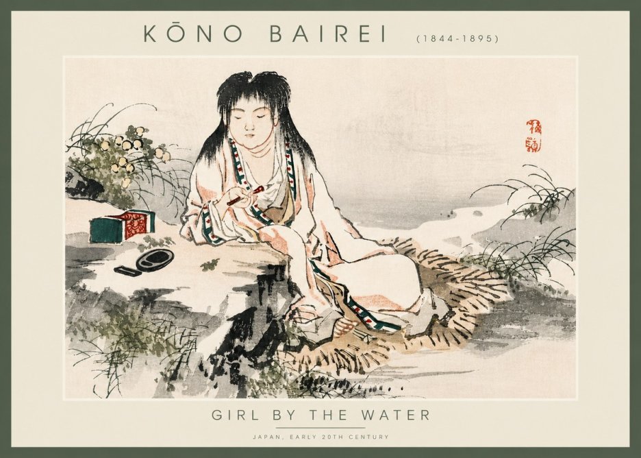 Kōno Bairei Girl by the Water No4 - Plakát