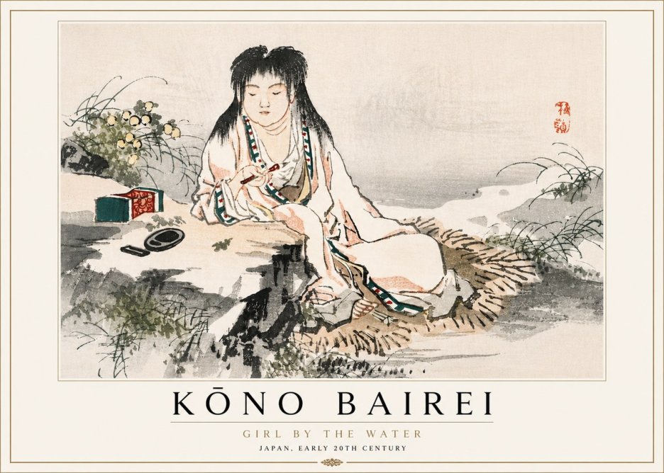 Kōno Bairei Girl by the Water No5 - Plakát