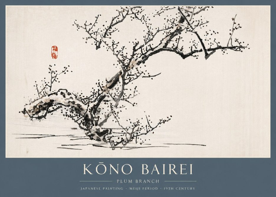 Kōno Bairei Plum Branch No3 - Plakát