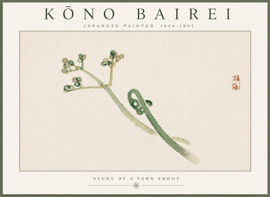 Kōno Bairei Fern Shoot No2 - Plakát