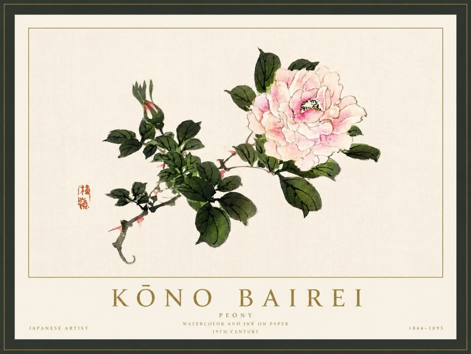 Kōno Bairei Peony I No5 - Plakát