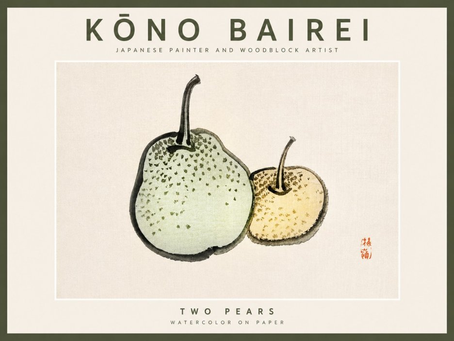Kōno Bairei Two Pears No2 - Plakát