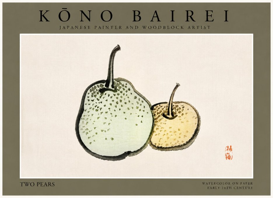 Kōno Bairei Two Pears No3 - Plakát