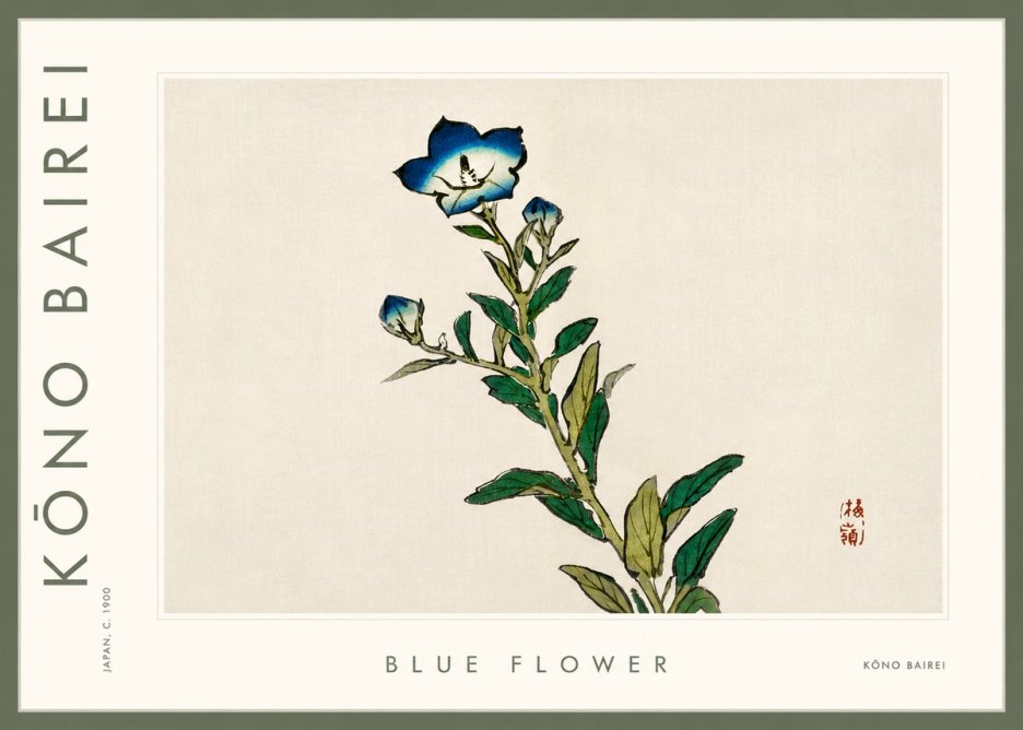 Kōno Bairei Blue Flower No3 - Plakát