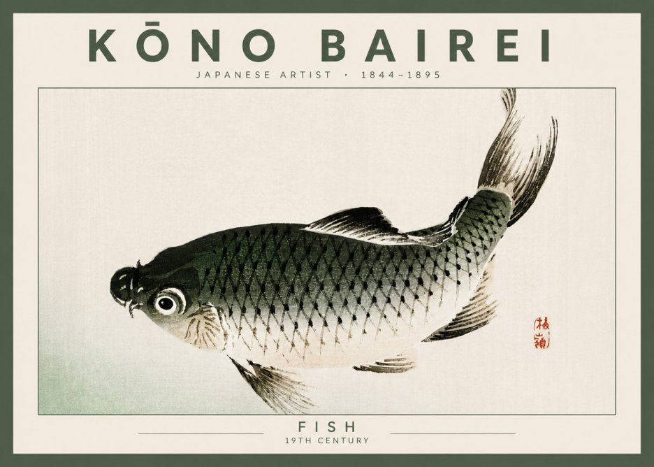 Kōno Bairei Fish I No4 - Plakát