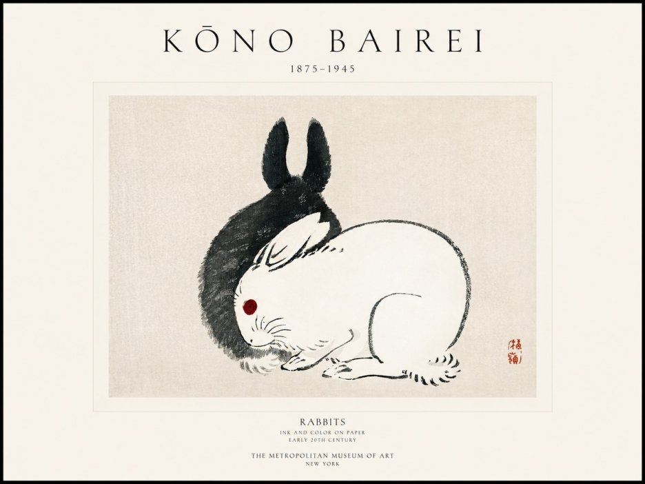 Kōno Bairei Rabbits No1 - Plakát