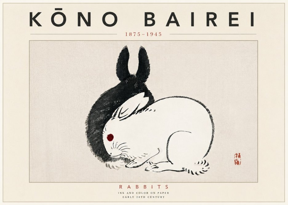 Kōno Bairei Rabbits No6 - Plakát