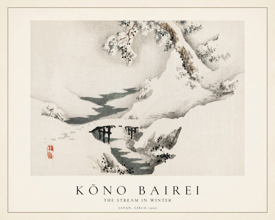 Kōno Bairei The Stream in Winter No1 - Plakát