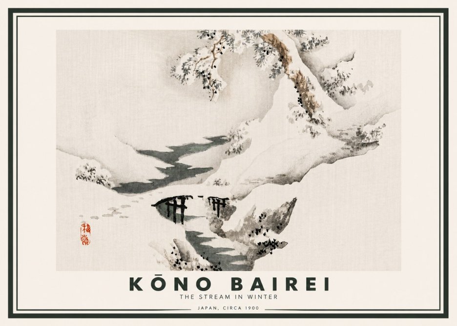 Kōno Bairei The Stream in Winter No4 - Plakát