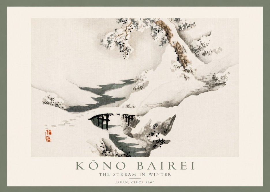 Kōno Bairei The Stream in Winter No5 - Plakát