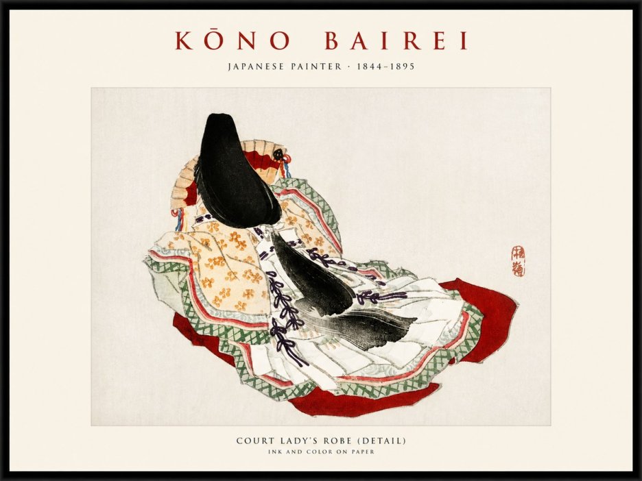 Kōno Bairei Court Lady's Robe (Detail) No1 - Plakát