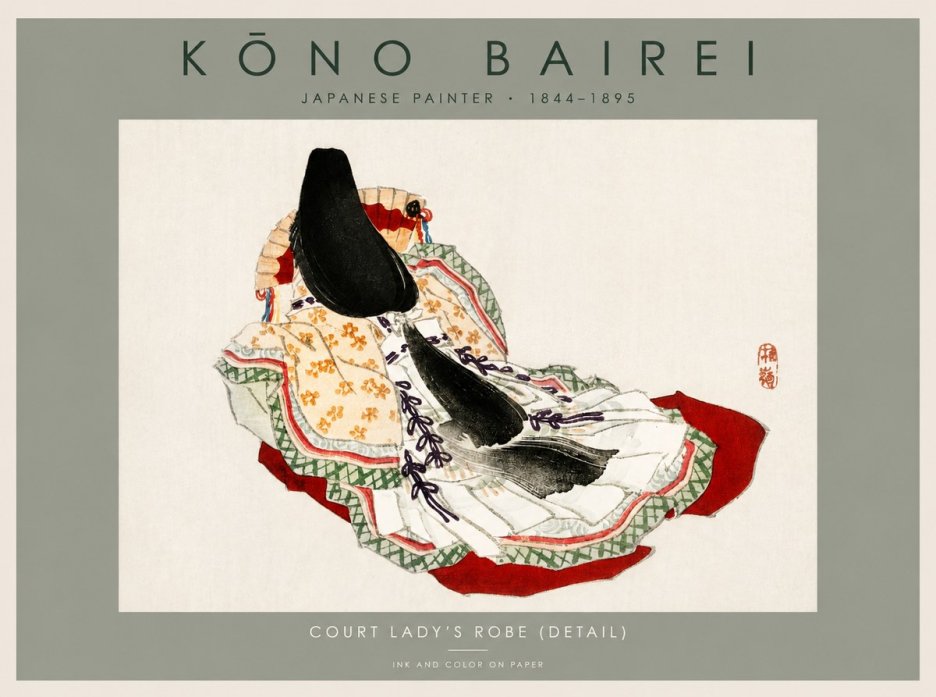 Kōno Bairei Court Lady's Robe (Detail) No2 - Plakát