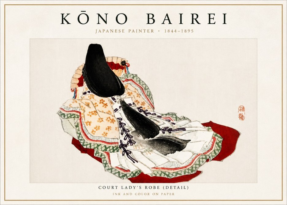 Kōno Bairei Court Lady's Robe (Detail) No4 - Plakát