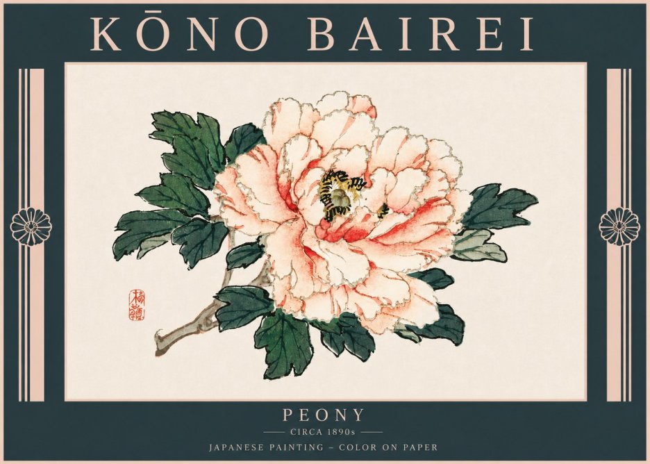 Kōno Bairei Peony II No6 - Plakát