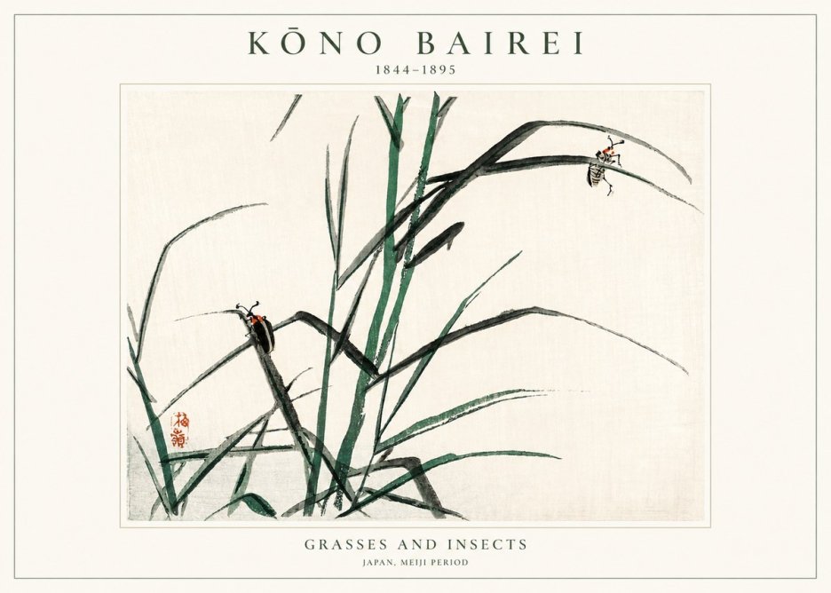 Kōno Bairei Grasses and Insects No1 - Plakát