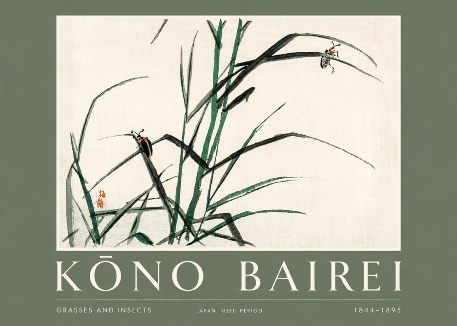 Kōno Bairei Grasses and Insects No2 - Plakát