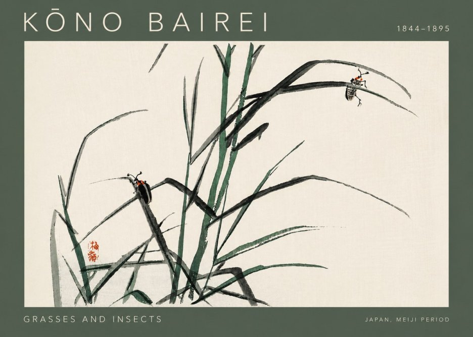 Kōno Bairei Grasses and Insects No4 - Plakát