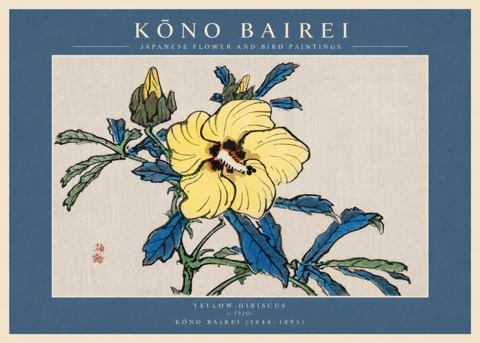 Kōno Bairei Yellow Hibiscus No3 - Plakát