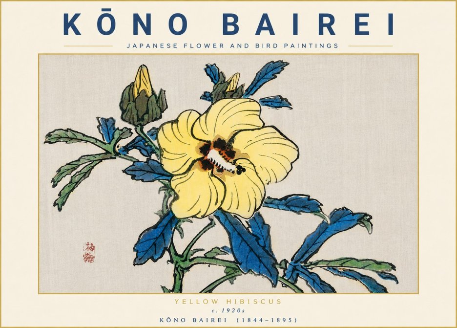 Kōno Bairei Yellow Hibiscus No6 - Plakát