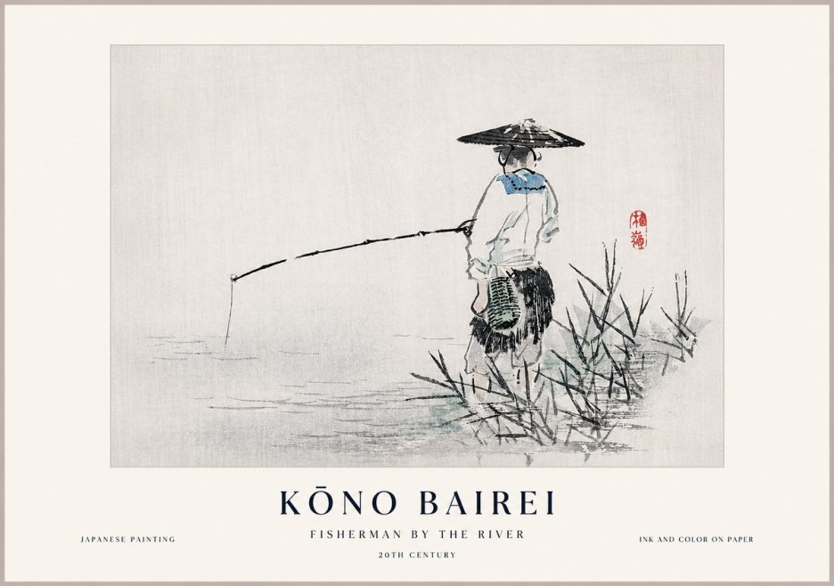 Kōno Bairei Fisherman by the River No1 - Plakát
