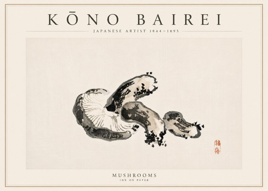 Kōno Bairei Mushrooms No6 - Plakát