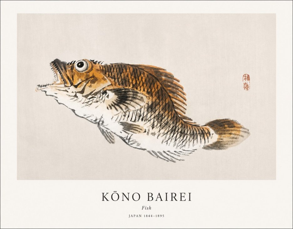 Kōno Bairei Fish II No1 - Plakát