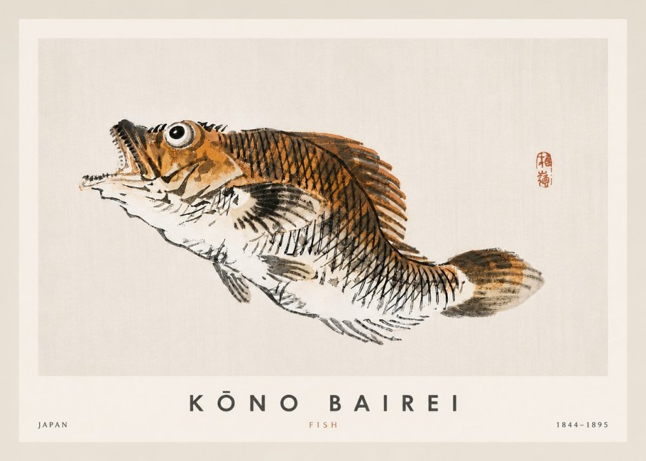 Kōno Bairei Fish II No4 - Plakát