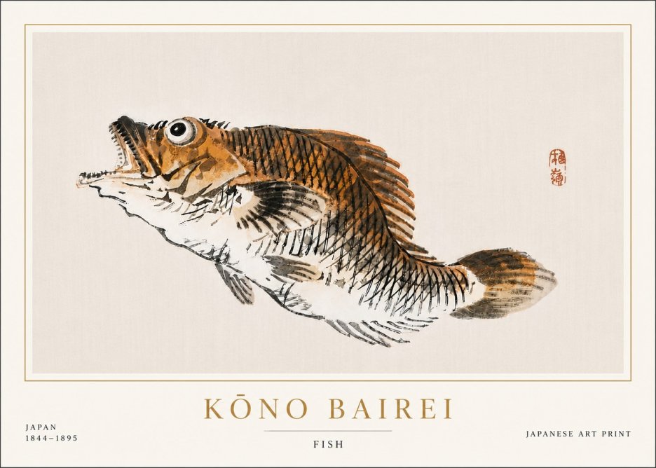 Kōno Bairei Fish II No6 - Plakát