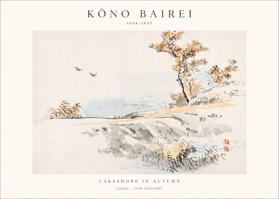 Kōno Bairei Lakeshore in Autumn No1 - Plakát