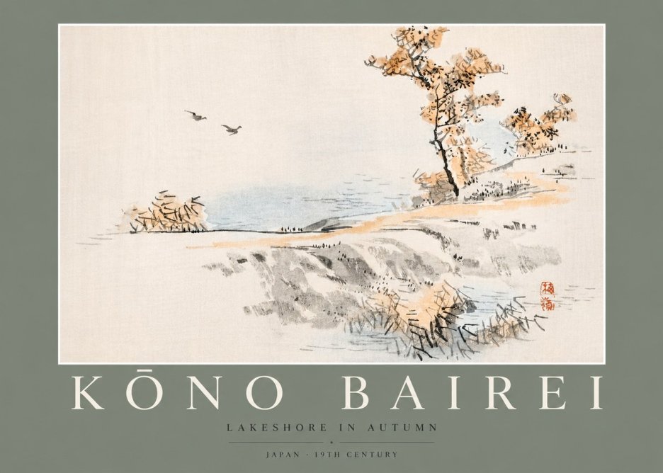 Kōno Bairei Lakeshore in Autumn No2 - Plakát