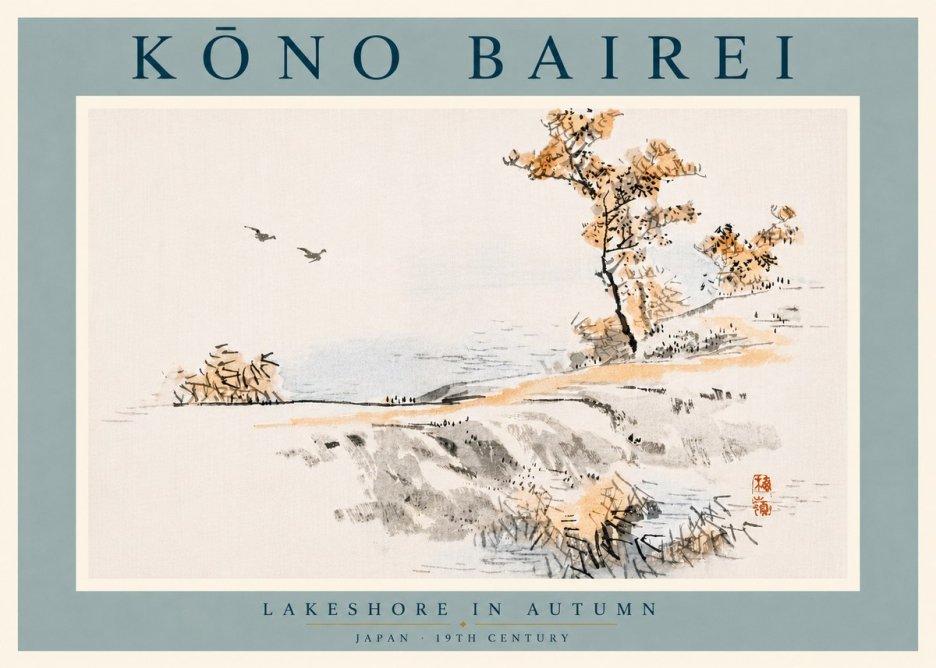 Kōno Bairei Lakeshore in Autumn No6 - Plakát