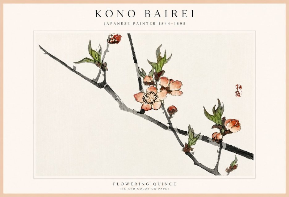 Kōno Bairei Flowering Quince No1 - Plakát