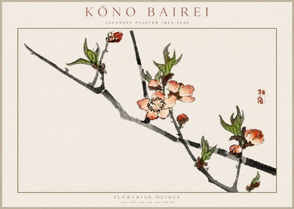 Kōno Bairei Flowering Quince No2 - Plakát