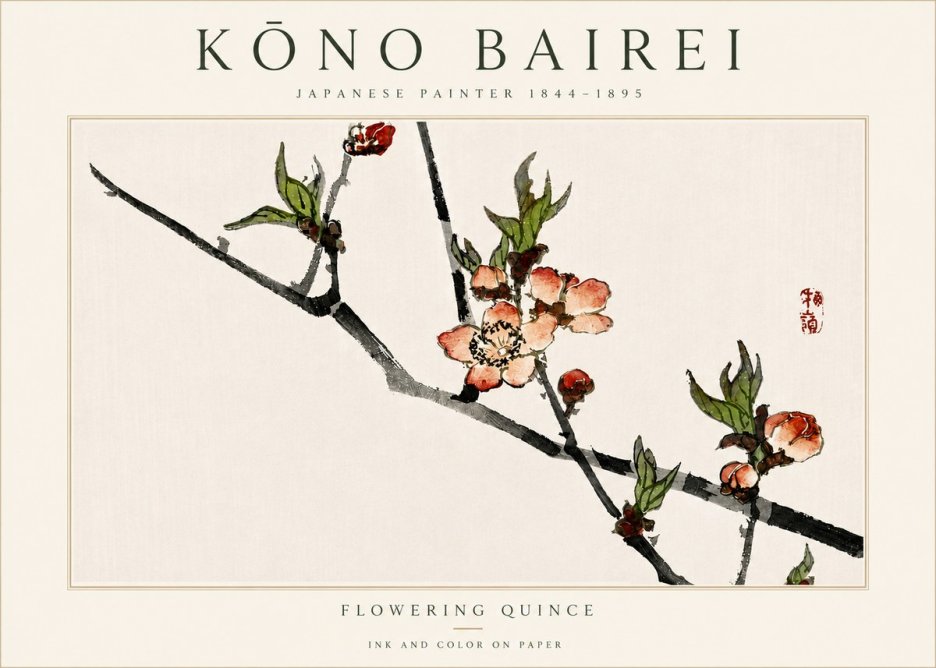 Kōno Bairei Flowering Quince No5 - Plakát