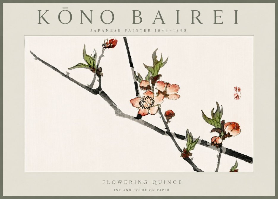 Kōno Bairei Flowering Quince No6 - Plakát