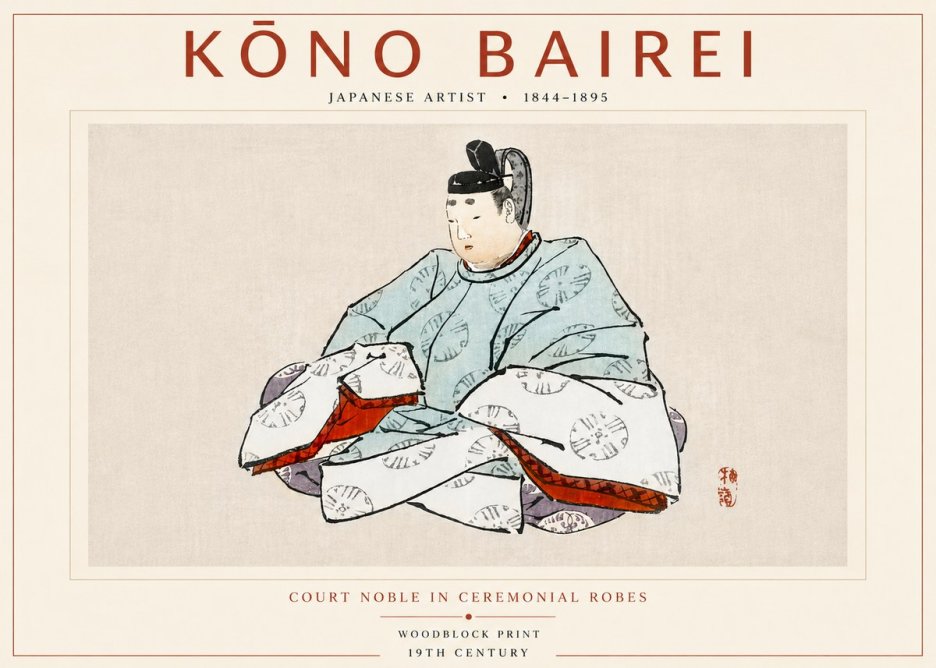 Kōno Bairei Court Noble in Ceremonial Robes No4 - Plakát