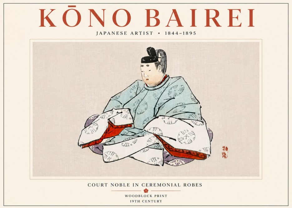 Kōno Bairei Court Noble in Ceremonial Robes No6 - Plakát
