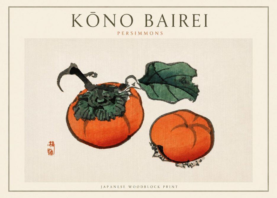 Kōno Bairei Persimmons No4 - Plakát