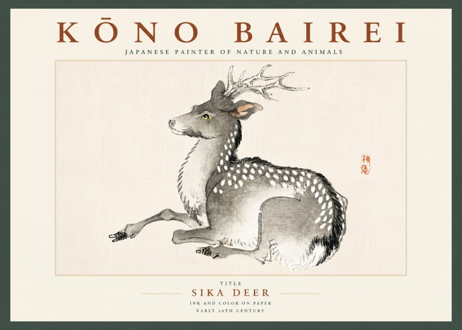 Kōno Bairei Sika Deer No2 - Plakát