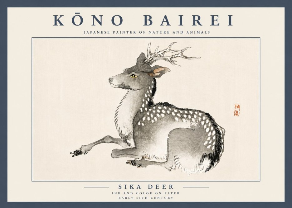 Kōno Bairei Sika Deer No4 - Plakát