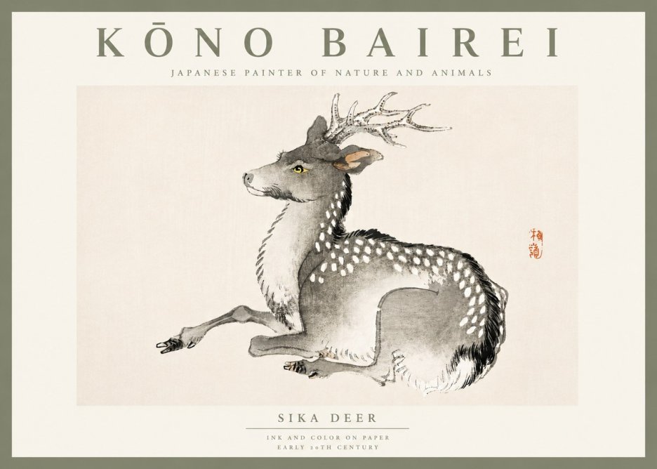 Kōno Bairei Sika Deer No5 - Plakát