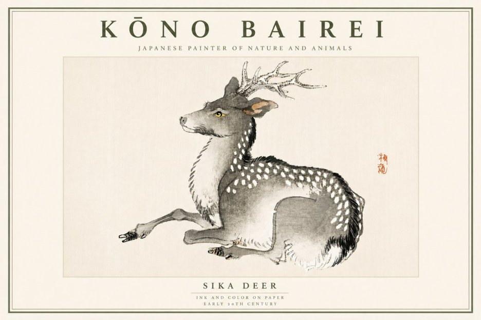 Kōno Bairei Sika Deer No6 - Plakát