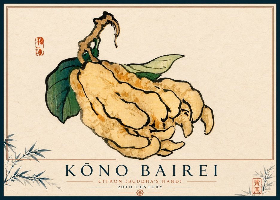 Kōno Bairei Citron (Buddha's Hand) No4 - Plakát