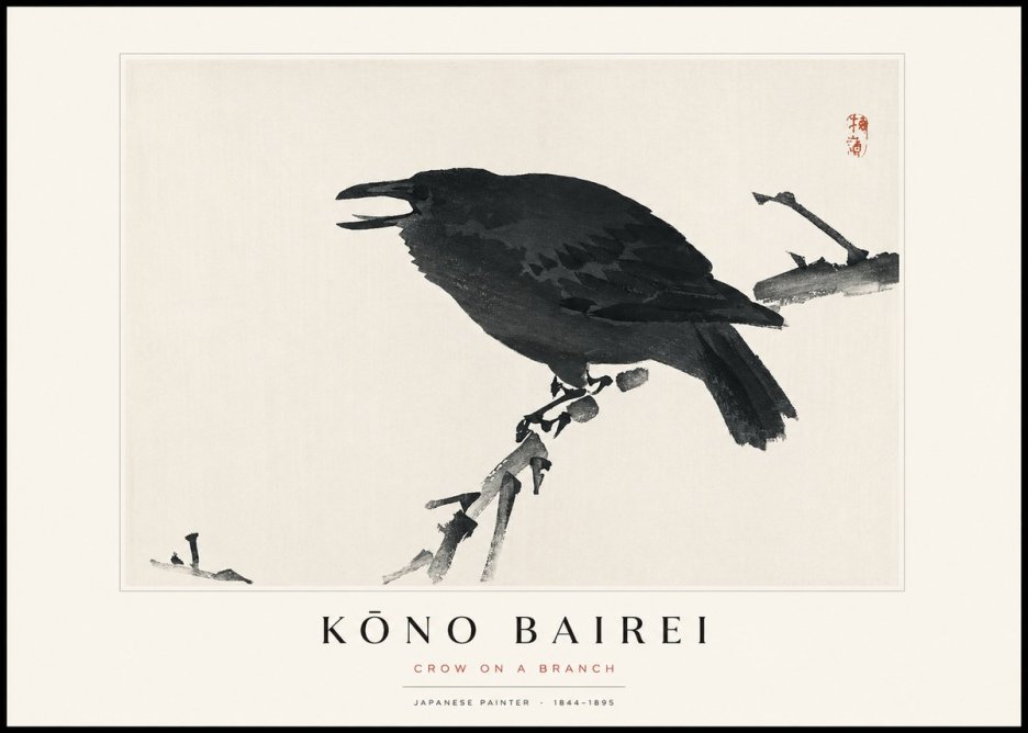 Kōno Bairei Crow on a Branch No1 - Plakát